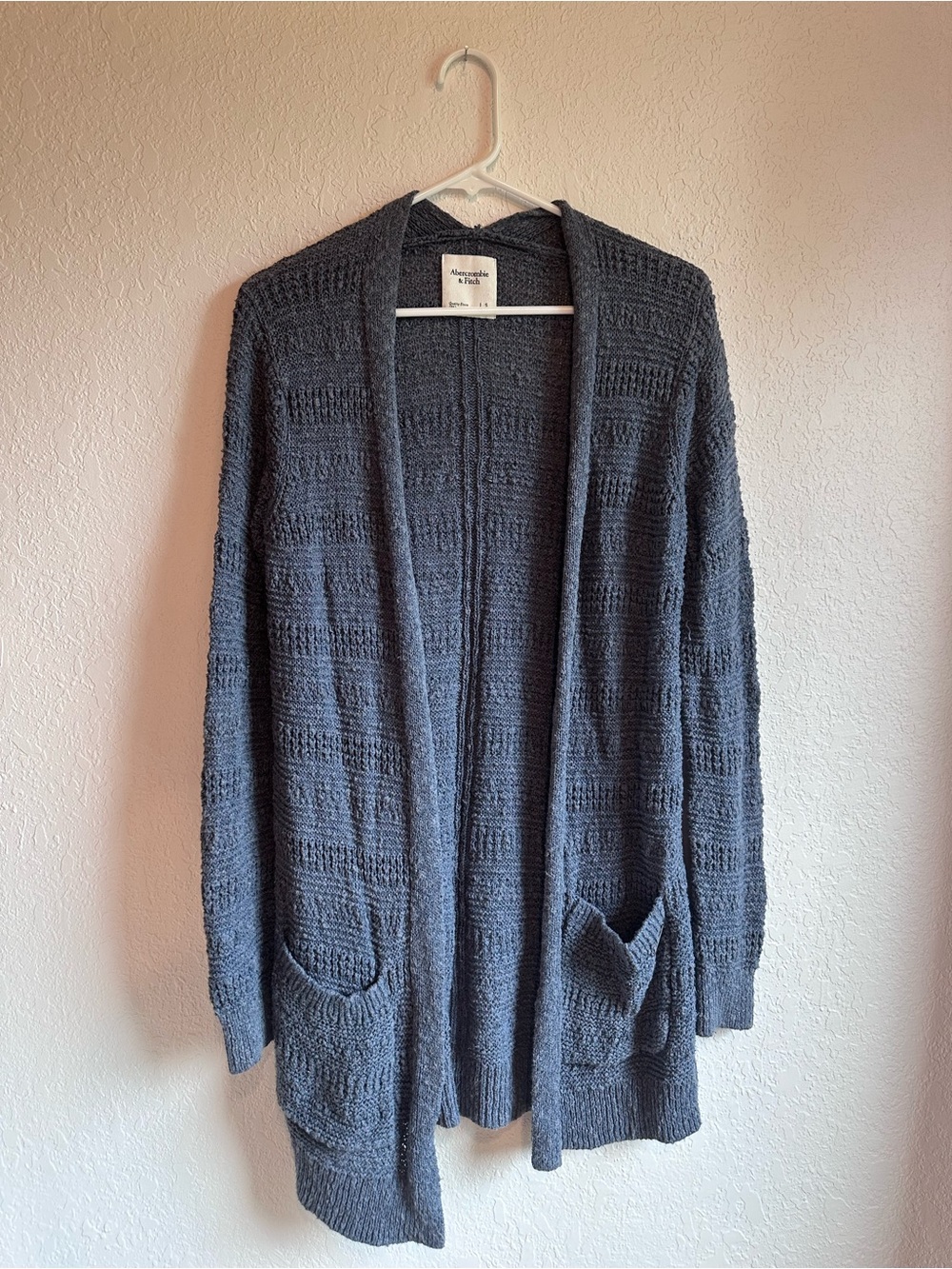 Abercrombie & Fitch blue Open Front Knit Cardigan